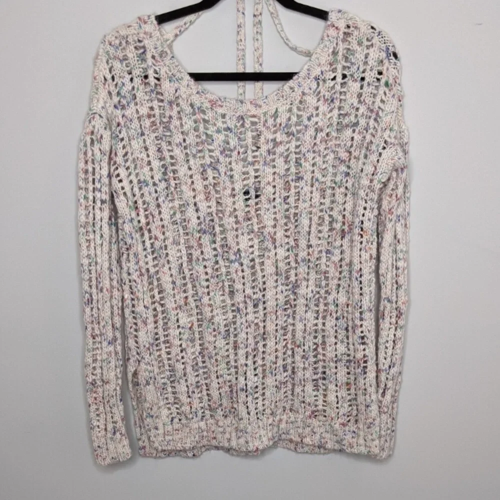 AEO Open Knit Keyhole Confetti Sweater Sz M